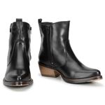 Bota Feminina Country Texana Básica Couro Legítimo Preto