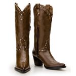 Bota Texana Feminina Couro Legítimo Pinhão