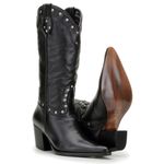 Bota Texana Feminina Couro Legítimo Preto