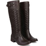 Bota Feminina Montaria Couro Legítimo com Matelassê Café