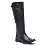 Bota Feminina Montaria Couro Legítimo com Matelassê Preto