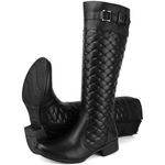 Bota Feminina Montaria Couro Legítimo com Matelassê Preto