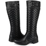 Bota Feminina Montaria Couro Legítimo com Matelassê Preto