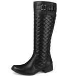 Bota Feminina Montaria Couro Legítimo com Matelassê Preto