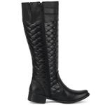 Bota Feminina Montaria Couro Legítimo com Matelassê Preto