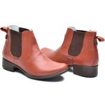 Bota Feminina Cano Curto Couro Legítimo Pinhão