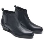 Bota Country Couro Legítimo Latego Elástico Preto