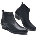 Bota Country Couro Legítimo Latego Elástico Preto