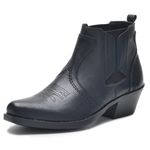 Bota Country Couro Legítimo Latego Elástico Preto