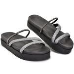 Sandália Feminina Papete Strass Preta