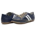 Sapatênis Casual Feminino Couro Legítimo Azul