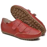 Sapatênis Feminino Casual Couro Legítimo Vermelho