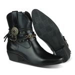 Bota Country Feminina Cano Médio Couro Legítimo Preto