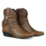 Bota Country Feminina Cano Médio Couro Legítimo Tabaco
