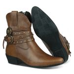 Bota Country Feminina Cano Médio Couro Legítimo Tabaco