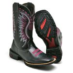 Bota Feminina Texana Cano Alto Bordado Preto