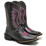 Bota Feminina Texana Cano Alto Bordado Preto