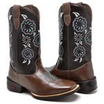 Bota Feminina Texana Cano Alto Café e Preto