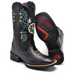 Bota Texana Feminina Cano Longo Bico Quadrado Preto