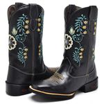 Bota Texana Feminina Cano Longo Bico Quadrado Preto