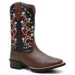 Bota Feminina Texana Cano Alto Chocolate e Preto