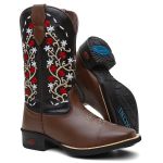 Bota Feminina Texana Cano Alto Chocolate e Preto