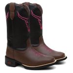Bota Feminina Texana Cano Longo Chocolate e Preto