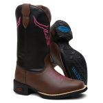 Bota Feminina Texana Cano Longo Chocolate e Preto