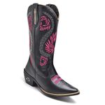 Bota Texana Feminina Cano Longo Bico Fino Preto