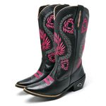 Bota Texana Feminina Cano Longo Bico Fino Preto
