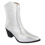 Bota Feminina Western Cano Médio Bico Fino Salamanta Prata