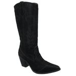 Bota Feminina Cano Longo Western Bordado Nobucado Preto