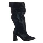 Bota Feminina Slouchy Salto Médio Triangular Cristal Preto