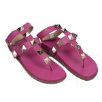 Papete Feminina Rasteira com Spikes Napa Pink