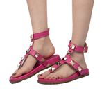 Papete Feminina Rasteira com Spikes Napa Pink