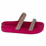 Papete Feminina FlatForm Tiras de Strass Napa Pink