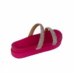 Papete Feminina FlatForm Tiras de Strass Napa Pink