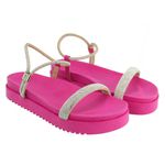 Papete Feminina Flatform com Tiras de Strass Napa Pink