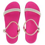 Papete Feminina Flatform com Tiras de Strass Napa Pink