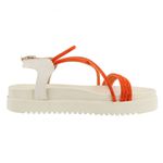 Papete Feminina Flatform com Tiras de Strass Napa Laranja