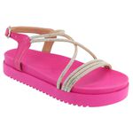 Papete Feminina Flatform com Tiras de Strass Napa Pink