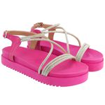 Papete Feminina Flatform com Tiras de Strass Napa Pink