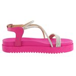 Papete Feminina Flatform com Tiras de Strass Napa Pink