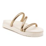 Sandália Feminina Papete Off White Strass