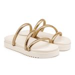 Sandália Feminina Papete Off White Strass