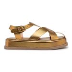 Sandália Feminina Papete Flatform Tiras Cruzadas Bronze