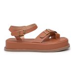 Sandália Feminina Papete Flatform em Fivela Caramelo