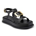 Sandália Papete Feminina Flatform Preto