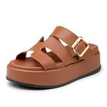 Sandália Papete Feminina Flatform Napa Caramelo