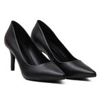 Sapato Feminino Scarpin Salto Fino Napa Preto Fosco